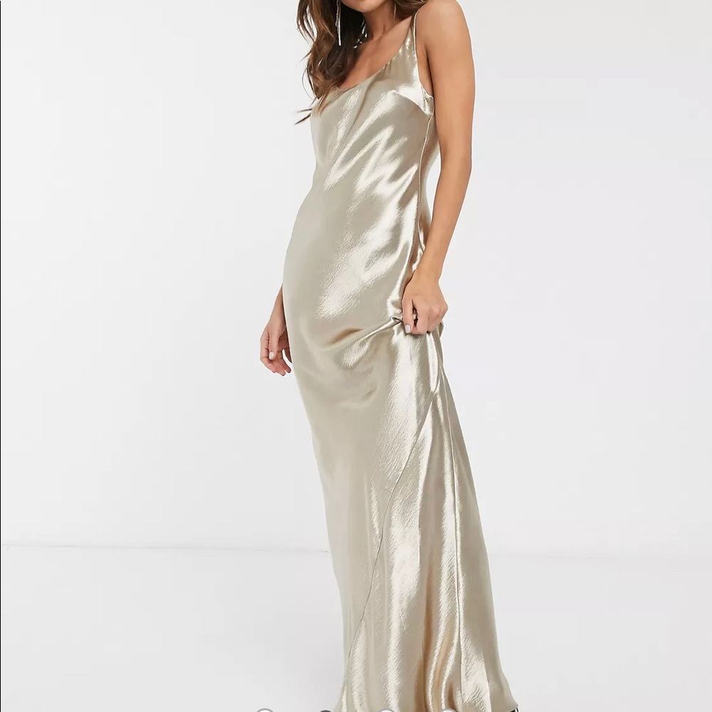 ASOS DESIGN scoop back bias cut satin maxi dress